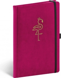Carnet ligné en velours Notique avec flamant rose 13 × 21 cm