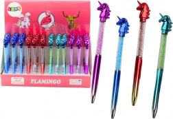 Stylo-bille avec licorne, strass scintillants, recharge bleue 0,7 mm