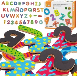 VIGA lettres et chiffres magnétiques colorés – ensemble en bois de 77 pièces