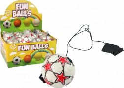 Balle de football sur élastique yo-yo 6 cm – blanche avec étoiles