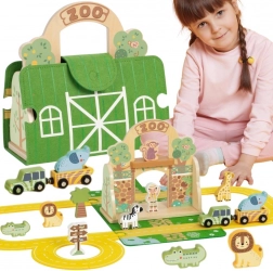 Tooky Toy mini zoo – ensemble en bois portable dans une valisette