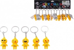 Porte-clés smiley, métal/plastique, 9 cm
