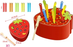 Jeu d’adresse en bois Attrape le ver Fraise