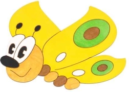 Décoration murale en bois moyenne papillon jaune