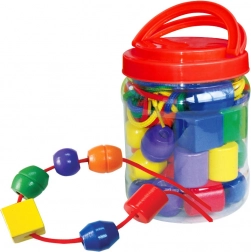 Grosses perles en bois BABU pour développer la motricité et la reconnaissance des couleurs