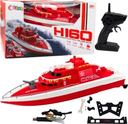 Bateau de sauvetage à moteur télécommandé rouge 1:28