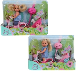 Poupée Evi Love à vélo avec remorque et petit chien