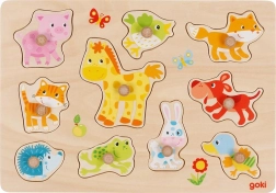 Goki puzzle en bois à encastrer pour enfants - Bébés animaux