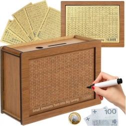 Tirelire motivationnelle en bois RUHHY avec cartes d’objectifs