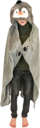 Cozy Noxxiez couverture chaude pour enfants avec capuche pingouin