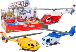 Hélicoptère de sauvetage en métal avec propulsion à friction et portes ouvrantes