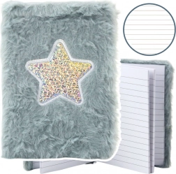 Carnet en peluche avec étoile scintillante gris A6