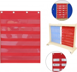 Panneau textile à poches pour cartes MASTERKIDZ, rouge