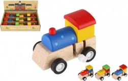Petit train en bois à remontoir 7 cm – jouet coloré pour enfants