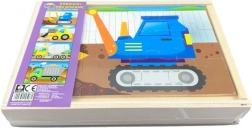 Puzzle en bois – chantier avec 4 voitures