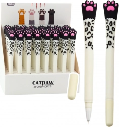 Stylo gel Patte de Chat Encre Bleue Blanc et Noir