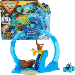 Monster Jam Megalodon Loop of Doom piste cascade avec lanceur et voiture 1:64