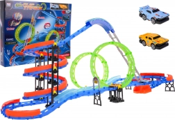 Piste de course avec boucles fluorescentes 116 pièces + 2 voitures