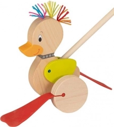 Canard en bois à pousser avec tige