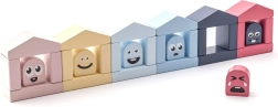 Cubika Pastel maisons colorées – jeu de construction en bois 30 pièces