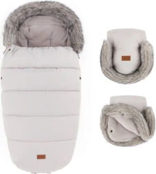 Petite&Mars set d’hiver chancelière Comfy 4en1 + gants de poussette Furry champagne shower