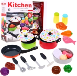 Ensemble de cuisine coloré pour enfants 3+ avec casseroles, jouets et accessoires de cuisine - 22 pièces