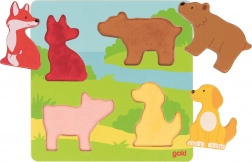 Goki puzzle sensoriel en bois animaux