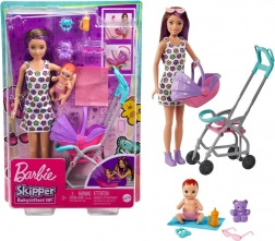 Barbie Skipper Baby-sitter – poussette avec bébé et accessoires