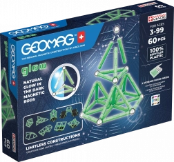Cubes magnétiques recyclés lumineux 60 pcs Geomag Glow