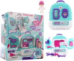 Set de docteur 3-en-1 avec sac à dos et poupée