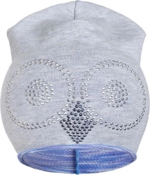 Bonnet de printemps New Baby avec motif chouette, gris‑violet