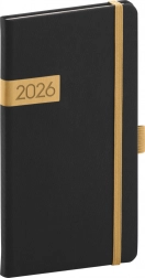 Agenda de poche Noire-et-dorée Twill 2026