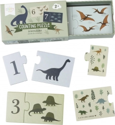 Puzzle d’association pour apprendre à compter – licornes – Dinosaures