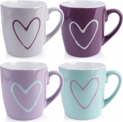 Mugs en céramique avec cœur 350 ml, lot de 4 pièces