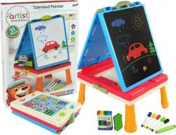 Table enfant 3-en-1 Tableau magnétique et à craie Bleu