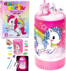 kit créatif licorne en bocal – veilleuse LED avec télécommande et stickers diamant