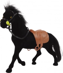 Figurine en velours cheval noir Ferme