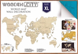 Carte du monde en bois pour mur 3D XL – turquoise naturel