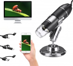 microscope USB numérique avec LED, grossissement 1600×, 2 MP avec trépied