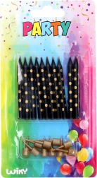 Bougies avec supports à pois dorés, 10 pcs