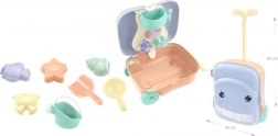 Valisette à roulettes avec set de sable et moulin à eau