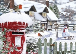 Puzzle rougegorge dans la neige 500 pièces