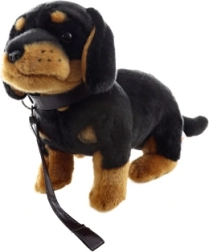 Teckel en peluche avec laisse 27 cm éco-responsable