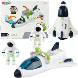 vaisseau spatial avec astronautes et véhicule avec lumières et sons