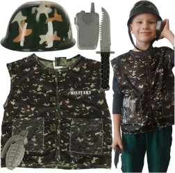 Costume militaire pour enfants avec casque pour enfants de 3 à 8 ans