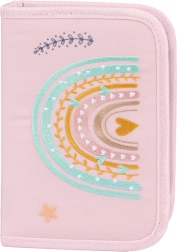 trousse scolaire un étage arc-en-ciel rose