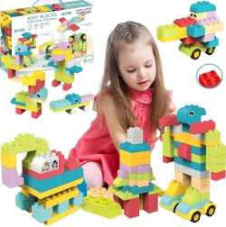 Blocs de construction pastel Woopie avec animaux, 86 pièces
