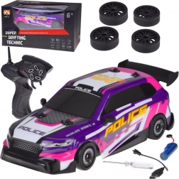 Voiture de police RC drift 1:20 avec éclairage LED et pneus interchangeables 4WD