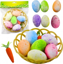 Décorations de Pâques dans un panier avec des œufs et une carotte 7 pcs