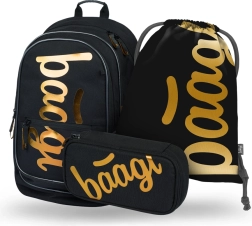 ENSEMBLE 3 pcs BAAGL Core Metallic Bronze: sac à dos, trousse, sac